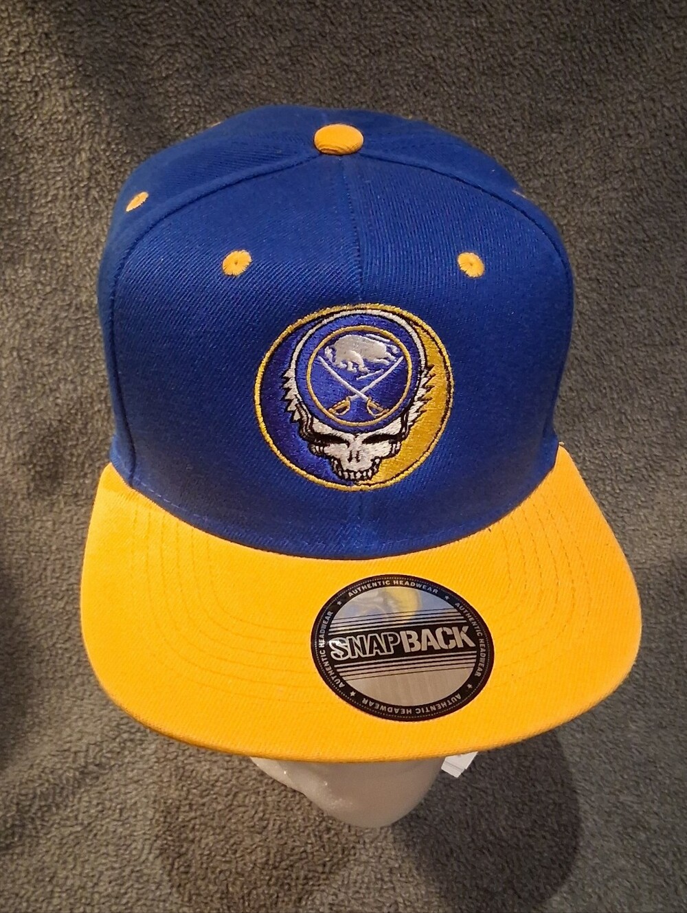 Blue & Gold Buffalo Hockey Stealie Mash-Up Snapback